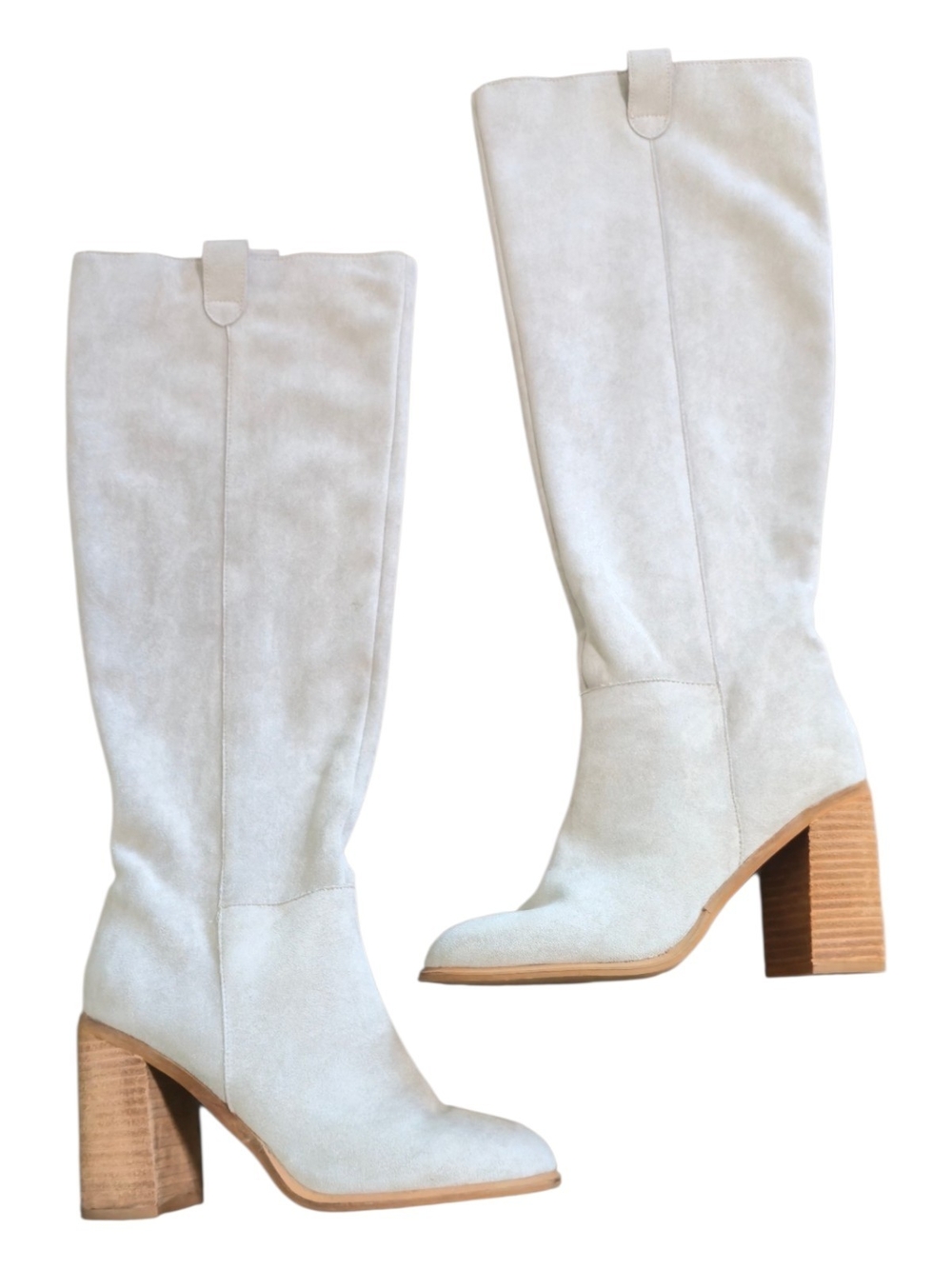 Vici Over the Knee Saint Slouch Faux Suede Block Heel Boots Gray 8 Fall Party
